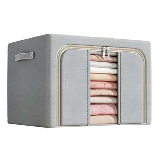 小麥購物 牛津布透明視窗收納箱 L182 66L, 40 x 33 x 50cm, 高級灰, 1個