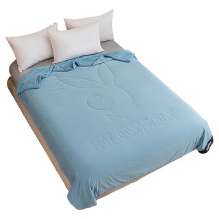 PLAYBOY 素色涼感冰冰被, 晨霧藍