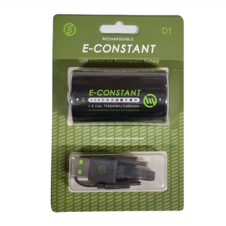 E-CONSTANT 恆旭 TYPE-C充電 1.5V鋰電池 D1號電池 7950mWh/5300mAh, 1個, 1入