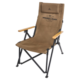 KZM OUTDOOR 素面木手把四段可調折疊椅 + 頭枕 + 收納袋 65 x 61 x 95cm 4.8kg, 卡其色, 1組