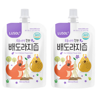 LUSOL 嬰幼兒果汁 雪梨桔梗, 韓國國產無農藥蔬果製成, 無添加砂糖、防腐劑, 吸嘴帶包裝 隨時飲用, 100ml, 2包