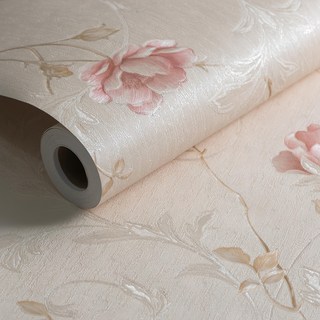 WE CHAMP 環保無紡布自黏式壁紙 WTB-997, 典雅花蔓粉
