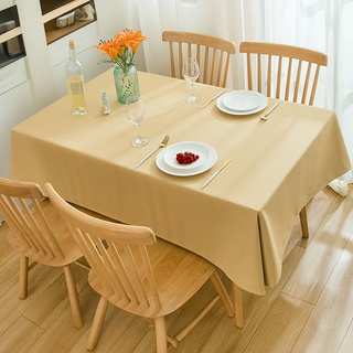 Homely Zakka 高顏值輕奢純色棉麻桌巾, 180 x 140cm, 亮黃色, 1條