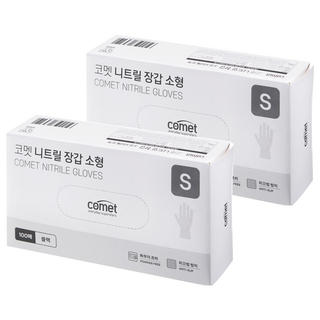 comet 合成橡膠手套 100入, 小(S), 黑色, 2盒
