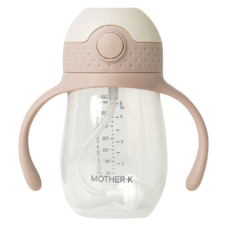 MOTHER-K HUG 防逆流PP水杯 240ml 不漏 安全無毒材質不含BPA 一鍵開關 超輕量, 藕粉色, 1個