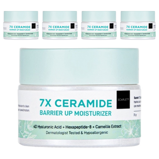 SCARLETT 7X神經醯胺 屏障修復保濕霜 4D玻尿酸 + 六胜肽-8 + 山茶花提取物 經皮膚科醫生測試 低過敏性, 20g, 5罐