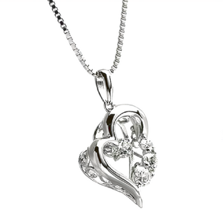 Crossfor New York D-3stone 純銀懸浮閃動項鍊 附光學放大鏡 專利切割技術 八心八箭鋯石, 銀色