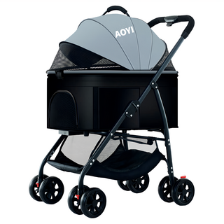 AoyiTech 奧藝 分離式寵物推車, 可承重25KG, 全新升級, 前輪360°選擇, 灰色, 1台