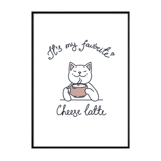 貓的murmur 起司拿鐵 畫作, 黑色