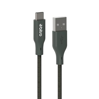 bitro USB-A-USB-C 柔韌編織傳輸快充線, 2m, 松煙灰, 1條