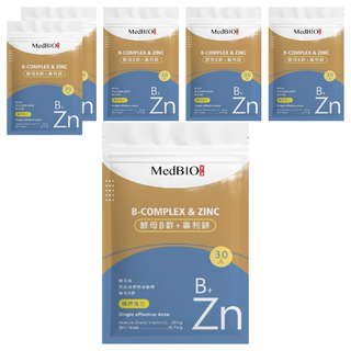 MedBIO 美百優 酵母B群 + 專利鋅 精神旺盛配方, 500mg, 30顆, 6包