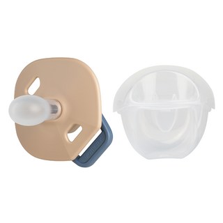 MOTHER-K 拇指安撫奶嘴 附收納盒 食品級矽膠 8g超輕量, 新生兒用, 輕焙茶棕, 1個