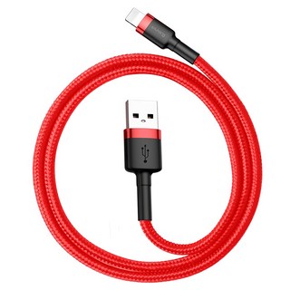 Baseus 倍思 卡福樂IOS數據線, 鋁殼+TPE高密度尼龍編織線, 適用於Apple相關Lightning插孔設備, 3m, 紅色 + 紅色, 1條