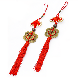 馥瑰馨盛 天圓合抱五帝錢套裝 結繩 銅製 總長30CM 銅幣直徑約2.3CM, 2個