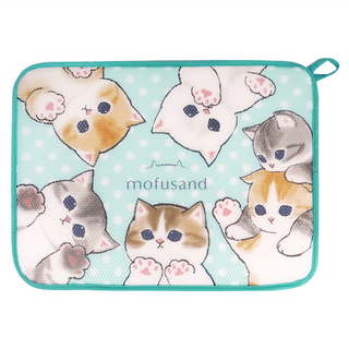 貓福珊迪 碗盤吸水墊 加厚款, 41 x 31cm, 萌貓 綠色, 1個