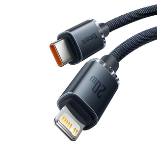 Baseus 倍思 晶耀系列 Type-C-IP 快充數據線 20W 480Mbps 1.2m/2m, 黑色, 1條