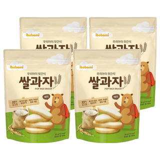 ibobomi 嬰兒米餅, 無小麥 無食鹽 無砂糖 無人工添加劑, 韓國國產原料, 原味, 30g, 4包
