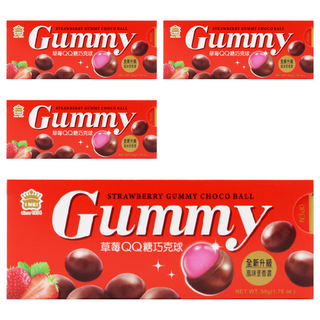 義美 QQ糖巧克球 草莓, 50g, 4盒