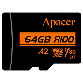 Apacer 宇瞻 MicroSDXC U3 V30 A2 Class10 記憶卡, 64GB, 1個