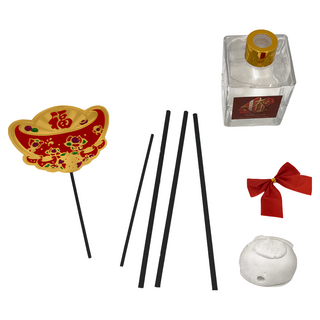 QIDINA 箔金招財香氛珪藻土擴香瓶 香水麝香 200ml 居家招財擺飾, 1瓶