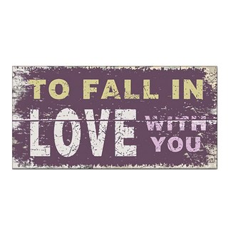 OPUS LOFT 純真年代 橫式仿舊文字木板畫, 小( 20 x 40cm), LOVE WITH U