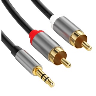 魔宙 AUX 一分二 RCA雙蓮花頭高傳真音響連接線 3m, 銀灰色, 1條