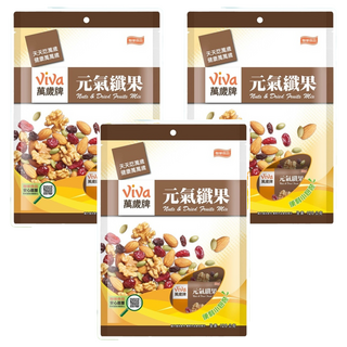 ViVa 萬歲牌 元氣纖果, 嚴選核桃, 南瓜子, 杏仁果搭配蔓越莓果乾及葡萄乾, 小包裝方便攜帶, 120g, 3袋