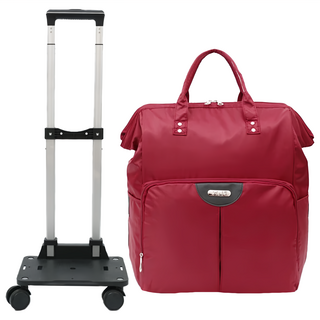 悅生活 GoTrip微旅行 曼谷時尚拉桿可拆行李袋，防潑水牛津表布, 酒紅色, 20吋(55.5 x 37.5 x 24.8cm)