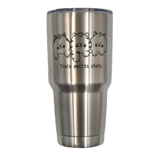 NETFOX 網狐家居 三隻小貓 冰爆杯 900ml 304不鏽鋼 保溫杯, 1組, 不鏽鋼原色