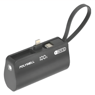 POLYWELL 寶利威爾 18W快充直插隨身行動電源 5000mAh Type-C 79 x 41.5 x 26mm 102g, PB5000, 黑色
