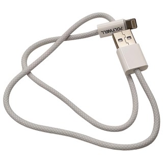 POLYWELL 寶利威爾 Type-A-Lightning 編織充電線 PW15-W45-M902, 0.5m, 灰白色, 1條