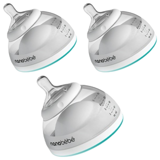 Nanobébé 母乳奶瓶, 可拆式奶嘴, 大口徑可手洗, 150ml 湖水藍, 3個