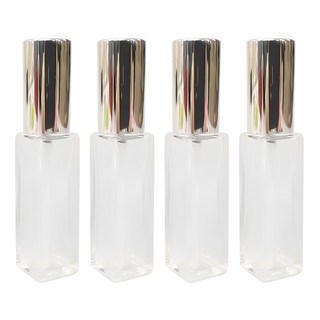 abm 玻璃香水分裝瓶 10ml, 銀色(瓶蓋) 透明(瓶身), 4個