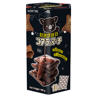 LOTTE 樂天 小熊餅 濃黑巧克力風味, 口感濃郁 內餡可可含量增加25%, 餅乾苦甜適中 低含糖量, 195g, 1盒