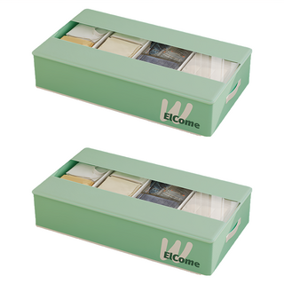 小麥購物 可折疊沙發床底收納盒 L2371, 淺綠色, 2個