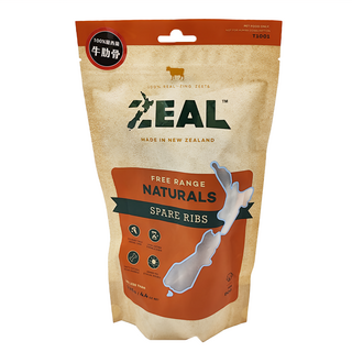 ZEAL 真致 100%紐西蘭牛肉肋骨 (分段) 天然風乾零食, 牛肉狗零食, 125g, 1包