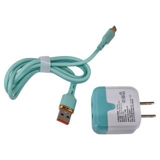 Kolin 歌林 2孔USB快速充電器充電線組 Apple適用 24g, 白色 + 綠色, 1個