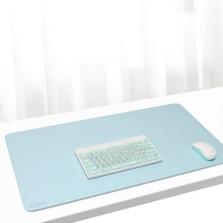 Kamera 佳美能 皮革桌墊 PVC人造皮革 防污漬防水防刮耐磨耐高溫, 80 x 40cm, 莫蘭迪藍/淺藍色