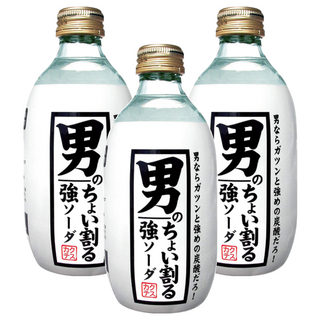木村飲料 男人強碳酸水 日本風味 特色玻璃瓶設計, 300ml, 3瓶