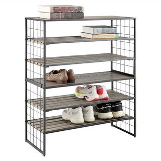 Hampton 漢汀堡 亞德置物收納鞋架 多功能收納 MDF木板 五金結構, 黑色 + 棕色, 1個