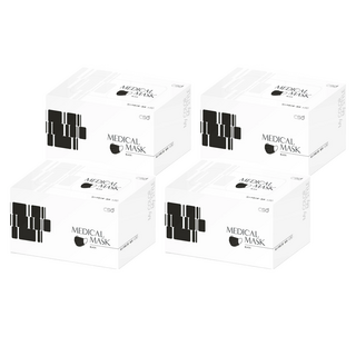 CSD 中衛 素色醫療口罩, 酷黑色, 4盒, 50片