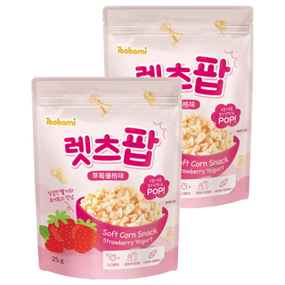 ibobomi 玉米花,草莓優格味,2包,25g,寶寶零食,入口即化,韓國製造