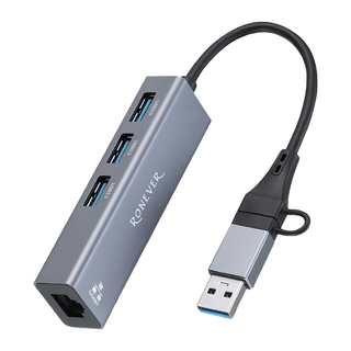 RONEVER USB轉RJ45千兆網路集線器 23 x 86 x 16mm, PC412, 1個