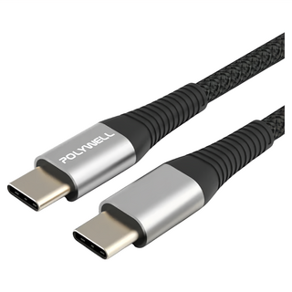 POLYWELL 寶利威爾 100W Type-C快充線 PW15-W45-A341, 0.5m, 槍色, 1條