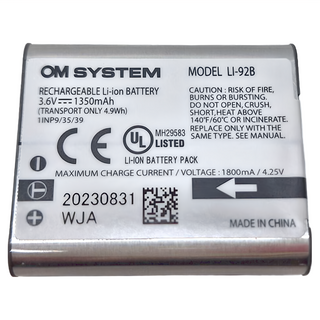 OM SYSTEM 原廠鋰電池盒裝, LI-92B, 1個