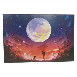 24mama 掛畫 月亮 星星 夜晚 動物 人 無框畫, 60 x 40cm