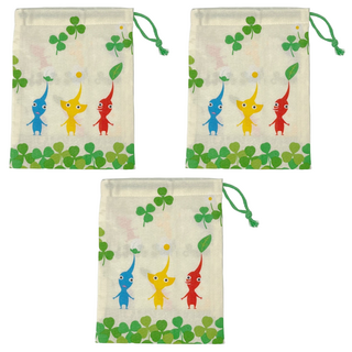 enSKY 皮克敏束口袋 Set 20.5cm x 14.8cm, 皮克敏 綠色, 3個