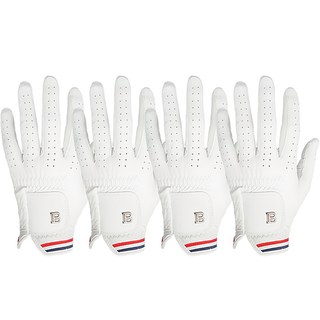 Brence Golf 男款羊皮經典高爾夫左手手套, 4入, 白色