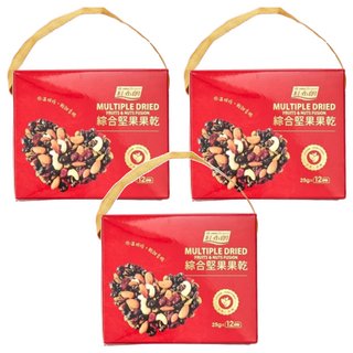 HomeBrown 紅布朗綜合堅果果乾禮盒300g 獨立包裝 低溫烘焙 健康零食首選, 3盒