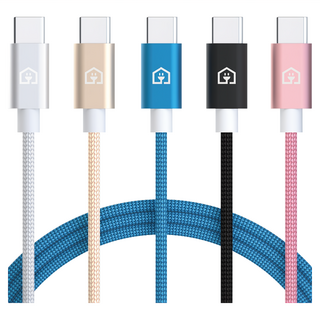 Home Planet Type-C 尼龍編織快充線 五條裝 5G歐姆保護, 2m, 銀色+金色+藍色+黑色+粉色, 1組